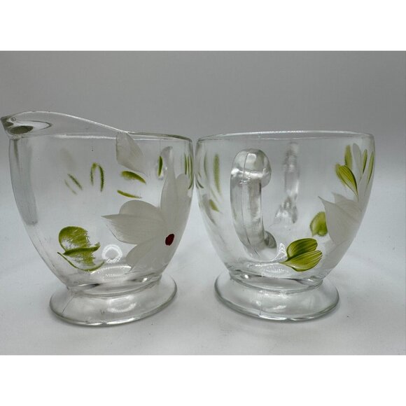Vintage Bartlett Collins Creamer Sugar Bowl White flowers Gay Fad 50’s Vtg - Picture 2 of 10